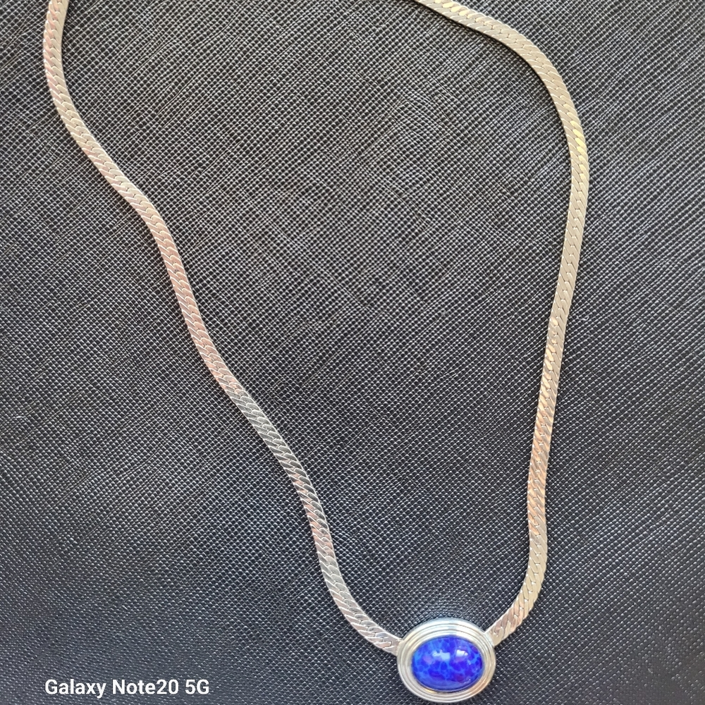 Christian Dior Vintage Necklace Choker Lapis Lazuli Blue RARE